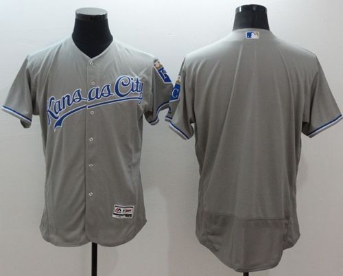 Royals Blank Grey Flexbase Authentic Collection Stitched MLB Jersey - Click Image to Close